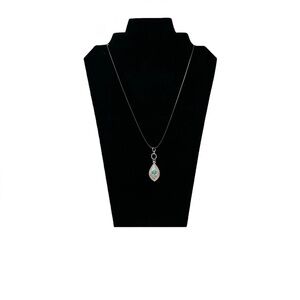 Pendant Blue and Silver Pendant Necklace On Black Leather Cord